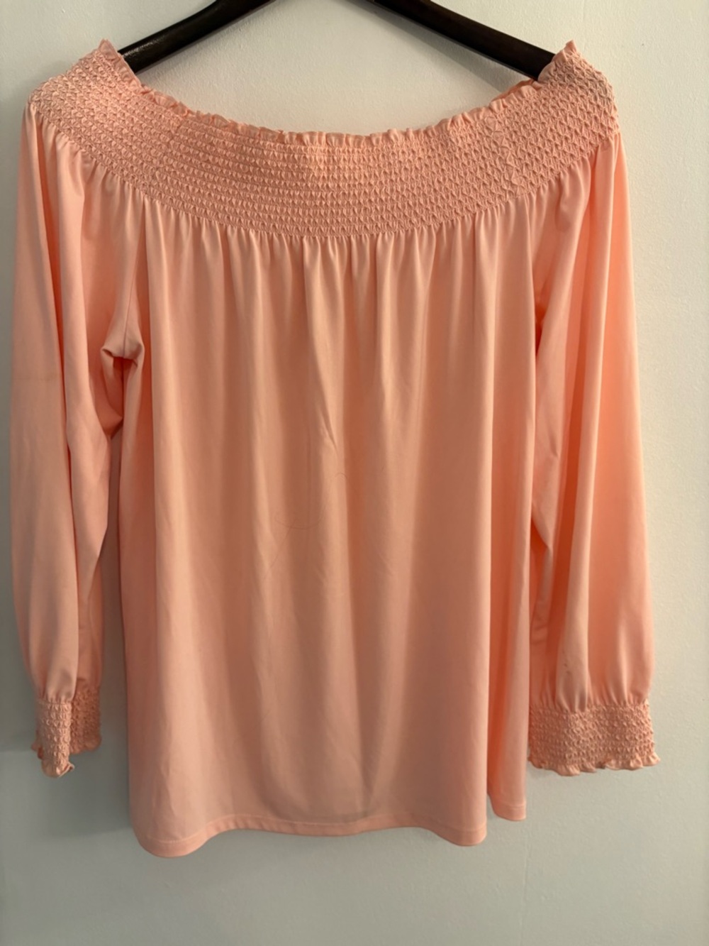 Women's Peach Off-Shoulder Smocked Top